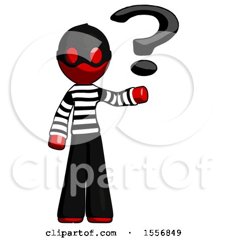 Red Thief Man Holding Question Mark to Right by Leo Blanchette
