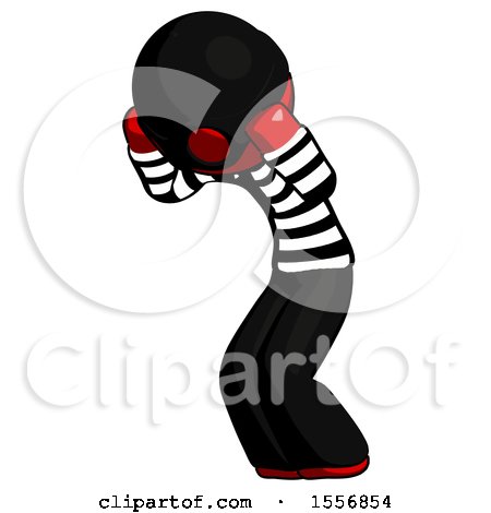 Red Thief Man with Headache or Covering Ears Turned to His Left by Leo Blanchette