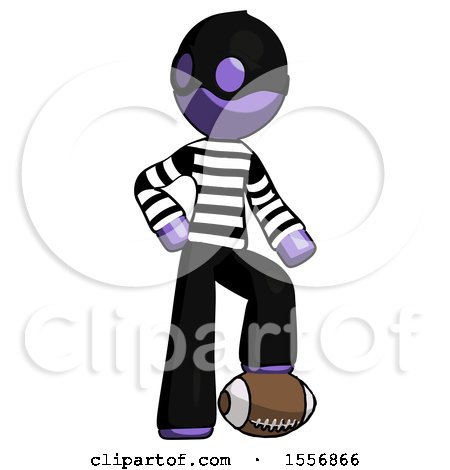 Purple Thief Man Standing with Foot on Football by Leo Blanchette