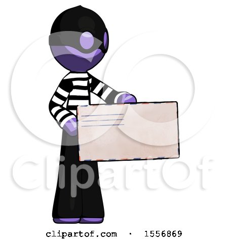 Purple Thief Man Presenting Large Envelope by Leo Blanchette