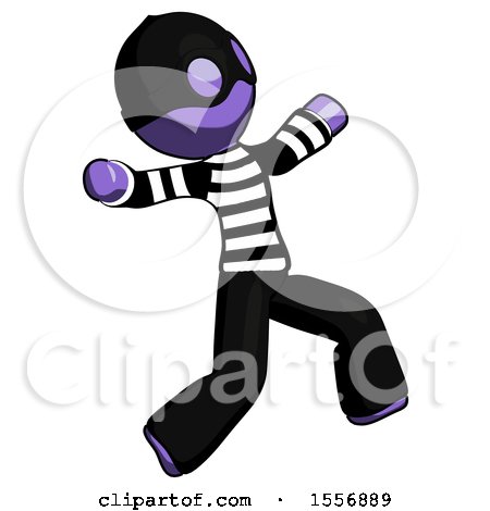 Purple Thief Man Running Away in Hysterical Panic Direction Right by Leo Blanchette