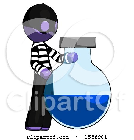 Purple Thief Man Standing Beside Large Round Flask or Beaker by Leo Blanchette