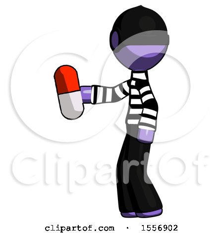 Purple Thief Man Holding Red Pill Walking to Left by Leo Blanchette