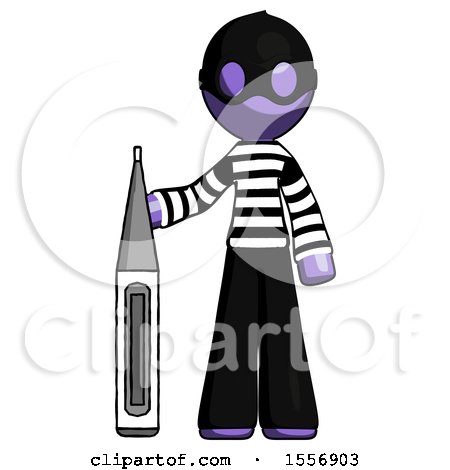 Purple Thief Man Standing with Large Thermometer by Leo Blanchette