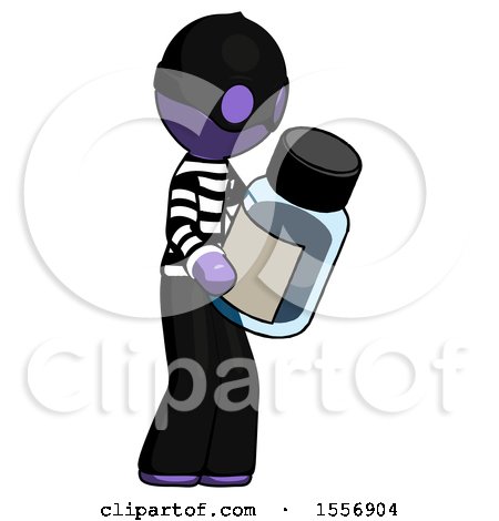 Purple Thief Man Holding Glass Medicine Bottle by Leo Blanchette