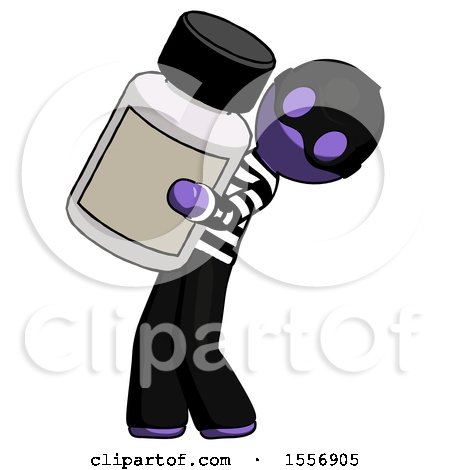 Purple Thief Man Holding Large White Medicine Bottle by Leo Blanchette