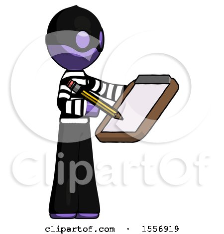 Purple Thief Man Using Clipboard and Pencil by Leo Blanchette