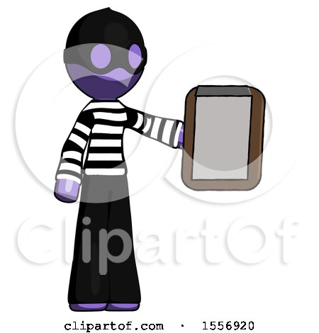 Purple Thief Man Showing Clipboard to Viewer by Leo Blanchette