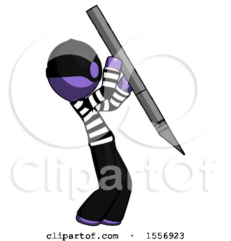 Purple Thief Man Stabbing or Cutting with Scalpel by Leo Blanchette