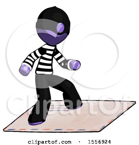 Purple Thief Man on Postage Envelope Surfing by Leo Blanchette