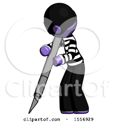 Purple Thief Man Cutting with Large Scalpel by Leo Blanchette