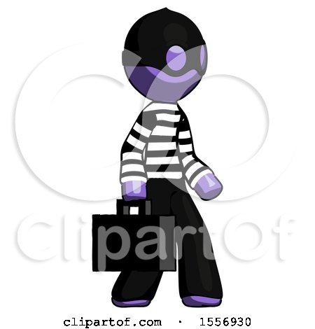 Purple Thief Man Walking with Briefcase to the Right by Leo Blanchette