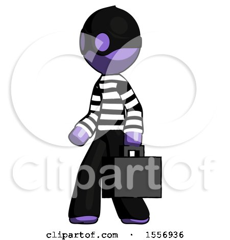 Purple Thief Man Walking with Briefcase to the Left by Leo Blanchette