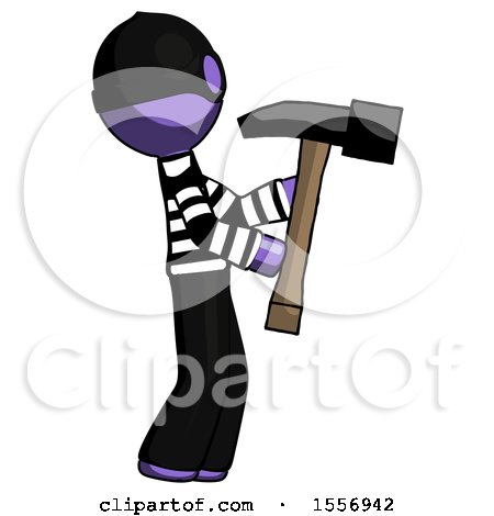 Purple Thief Man Hammering Something on the Right by Leo Blanchette