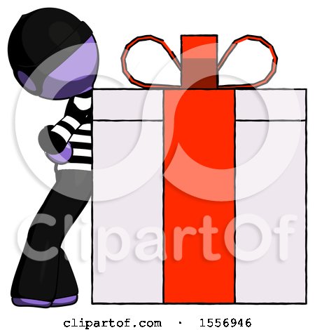 Purple Thief Man Gift Concept - Leaning Against Large Present by Leo Blanchette