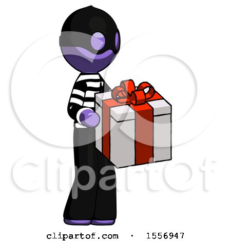 Purple Thief Man Giving a Present by Leo Blanchette