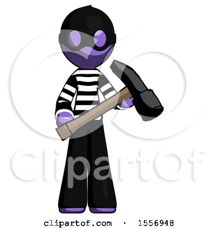 Purple Thief Man Holding Hammer Ready to Work by Leo Blanchette