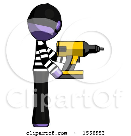 Purple Thief Man Using Drill Drilling Something on Right Side by Leo Blanchette