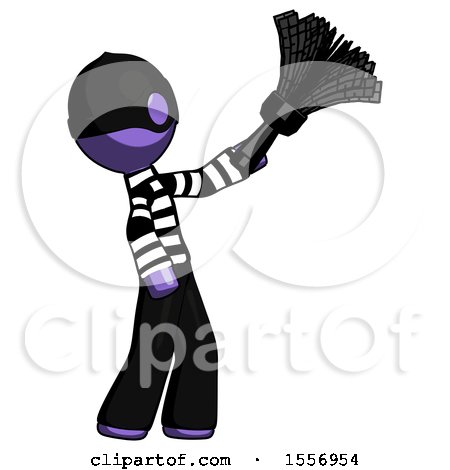Purple Thief Man Dusting with Feather Duster Upwards by Leo Blanchette