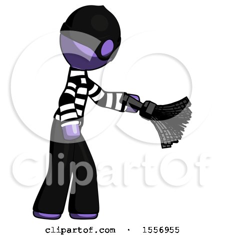 Purple Thief Man Dusting with Feather Duster Downwards by Leo Blanchette