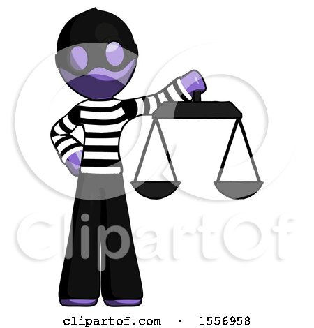 Purple Thief Man Holding Scales of Justice by Leo Blanchette
