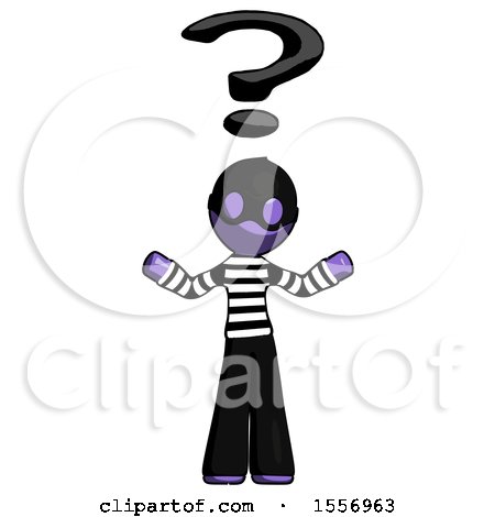 Purple Thief Man with Question Mark Above Head, Confused by Leo Blanchette