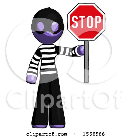 Purple Thief Man Holding Stop Sign by Leo Blanchette