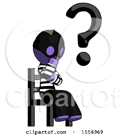 Purple Thief Man Question Mark Concept, Sitting on Chair Thinking by Leo Blanchette