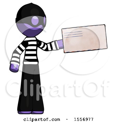 Purple Thief Man Holding Large Envelope by Leo Blanchette