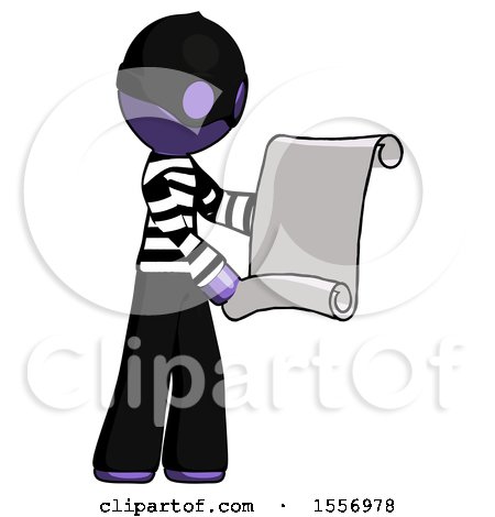 Purple Thief Man Holding Blueprints or Scroll by Leo Blanchette