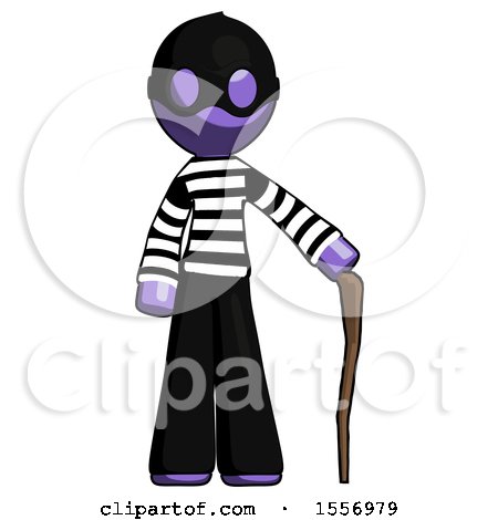 Purple Thief Man Standing with Hiking Stick by Leo Blanchette