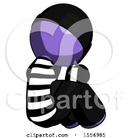 Purple Thief Man Sitting with Head down Back View Facing Right by Leo Blanchette