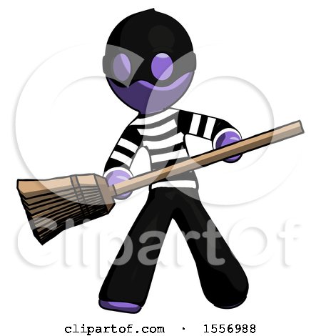 Purple Thief Man Broom Fighter Defense Pose by Leo Blanchette