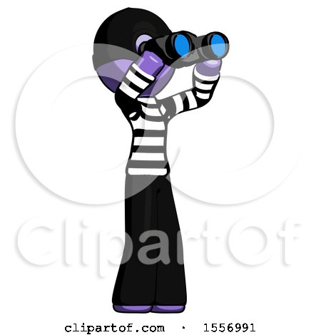 Purple Thief Man Looking Through Binoculars to the Right by Leo Blanchette