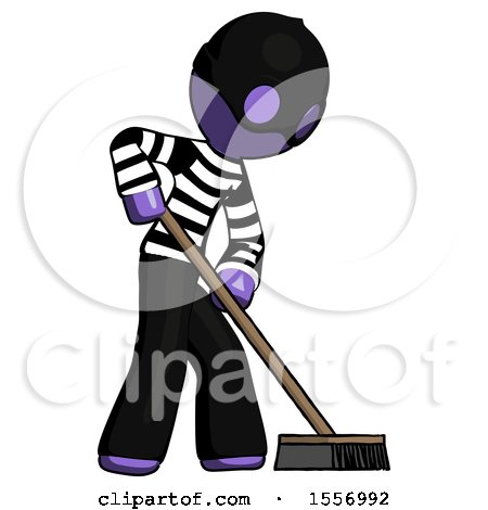 Purple Thief Man Cleaning Services Janitor Sweeping Side View by Leo Blanchette