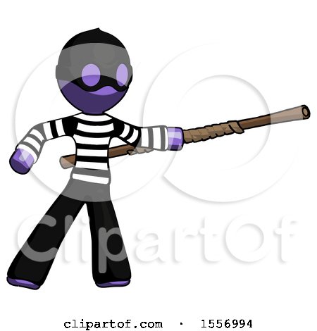 Purple Thief Man Bo Staff Pointing Right Kung Fu Pose by Leo Blanchette