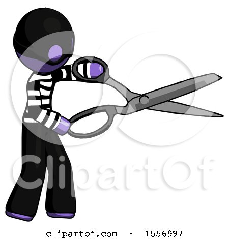 Purple Thief Man Holding Giant Scissors Cutting out Something by Leo Blanchette