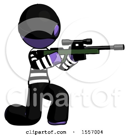 Purple Thief Man Kneeling Shooting Sniper Rifle by Leo Blanchette