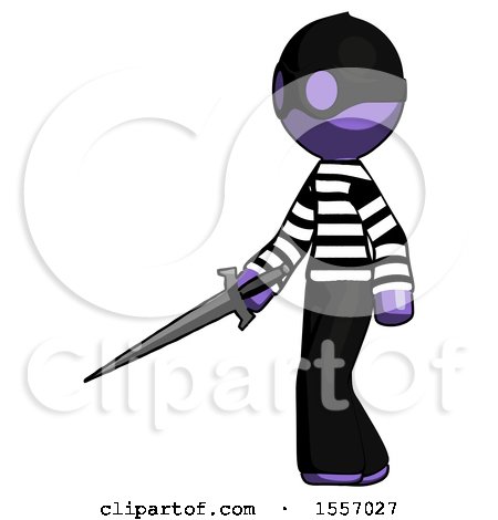 Purple Thief Man with Sword Walking Confidently by Leo Blanchette