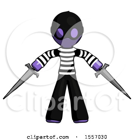 Purple Thief Man Two Sword Defense Pose by Leo Blanchette