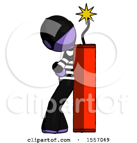 Purple Thief Man Leaning Against Dynimate, Large Stick Ready to Blow by Leo Blanchette