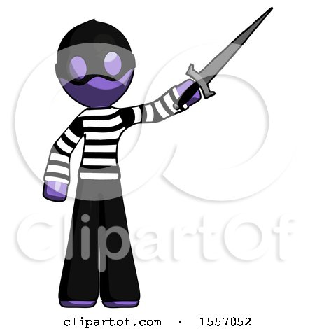 Purple Thief Man Holding Sword in the Air Victoriously by Leo Blanchette