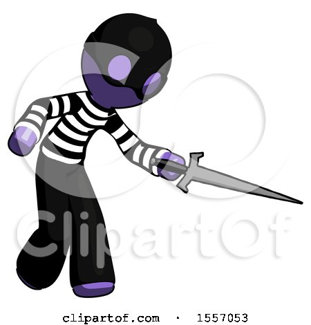 Purple Thief Man Sword Pose Stabbing or Jabbing by Leo Blanchette