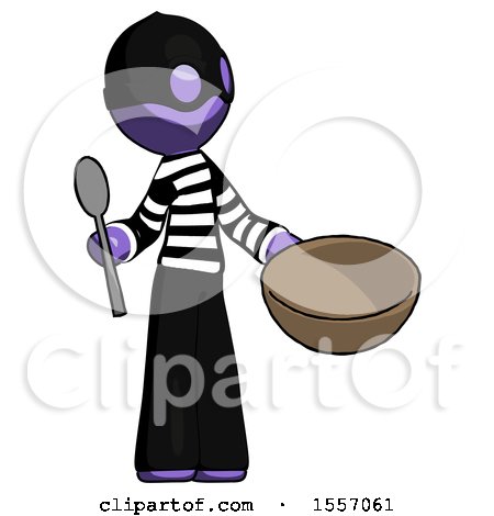 Purple Thief Man with Empty Bowl and Spoon Ready to Make Something by Leo Blanchette