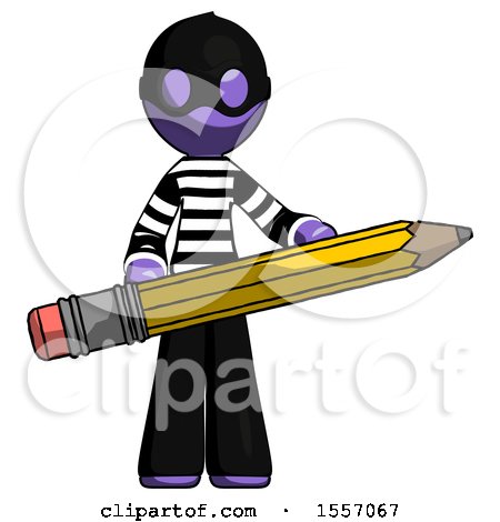 Purple Thief Man Writer or Blogger Holding Large Pencil by Leo Blanchette