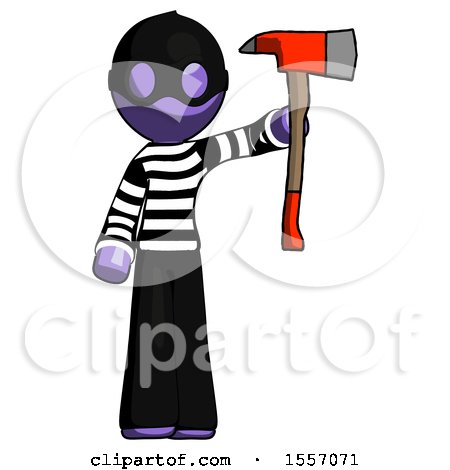 Purple Thief Man Holding up Red Firefighter's Ax by Leo Blanchette