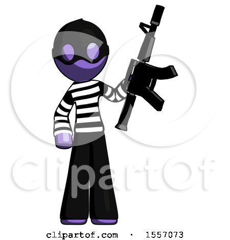 Purple Thief Man Holding Automatic Gun by Leo Blanchette