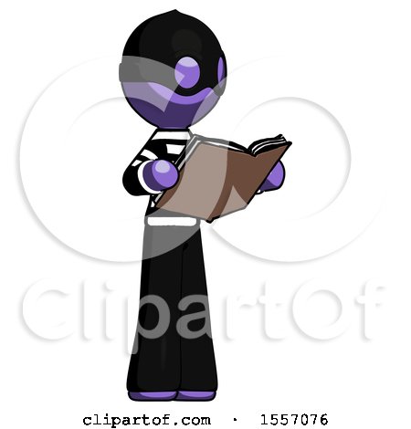 Purple Thief Man Reading Book While Standing up Facing Away by Leo Blanchette