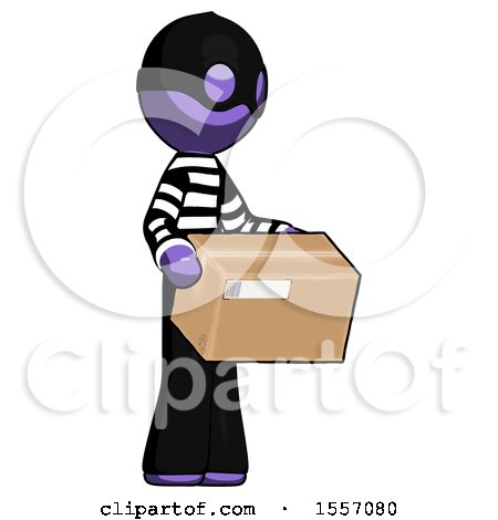 Purple Thief Man Holding Package to Send or Recieve in Mail by Leo Blanchette