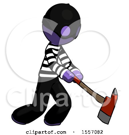 Purple Thief Man Striking with a Red Firefighter's Ax by Leo Blanchette